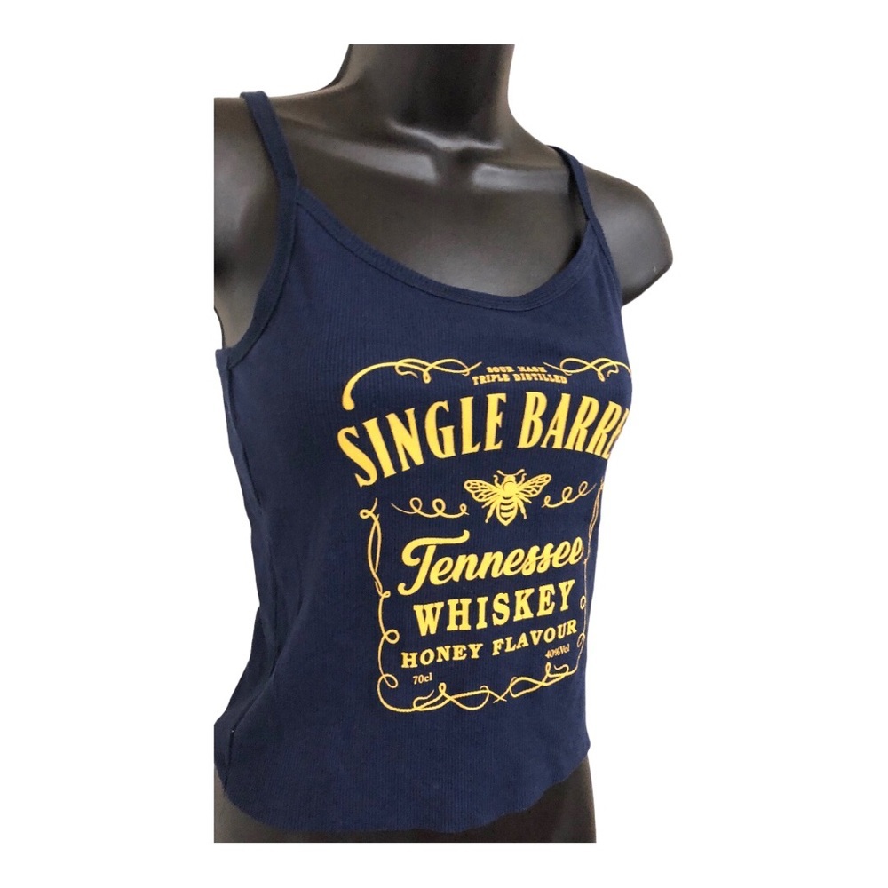 Navy Dark blue ‘Single Barrel Tennessee‎ Whiskey” sexy tank top size XS new